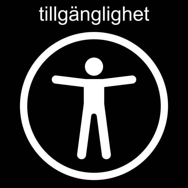 Pictogram bild av tillgänglighet. En person står i en cirkel med utsträckta armar.